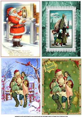 Selaction of Four Vintage Santa Toppers