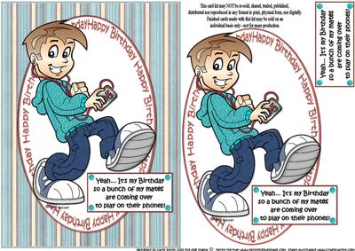 Teen Boy and His Phone Quick Card