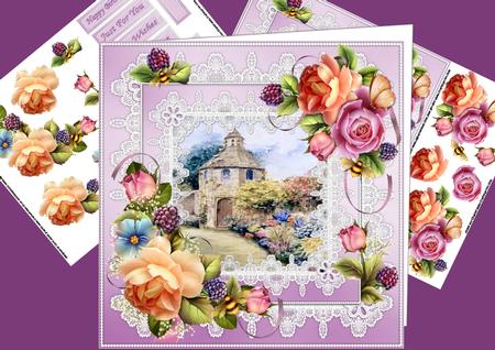 8x8 Dovecote Cottage with English Roses Mini Kit