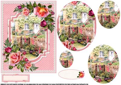 Shabby Chic Rose Cottage Oval Pyramid