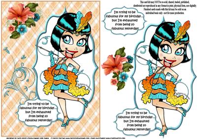 Frieda Flapper is Fabulous Orange/blue Quick Card
