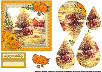 Gathering in the Hay Scene Teardrop Pyramid