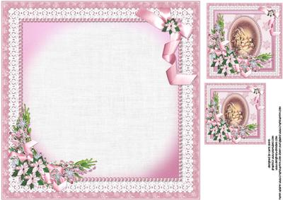 8x8 Vintage Scene with Pink Poinsettias Insert Plate