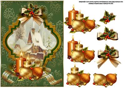 Vintage Christmas Church with Candles