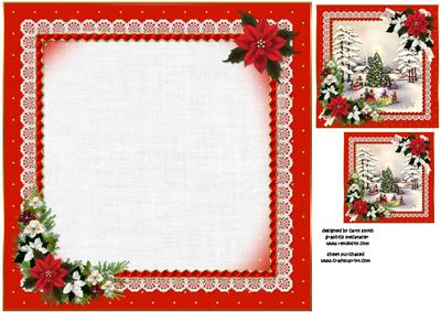 8x8 Traditional Vintage Christmas Scene Red Insert Plate