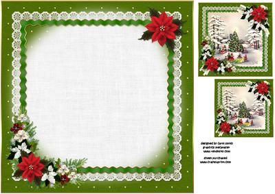 8x8 Traditional Vintage Christmas Scene Green Insert Plate