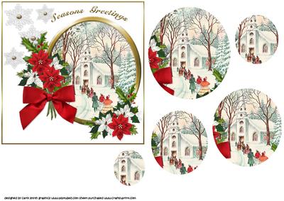 Lets Go to Church Vintage Christmas Pyramid