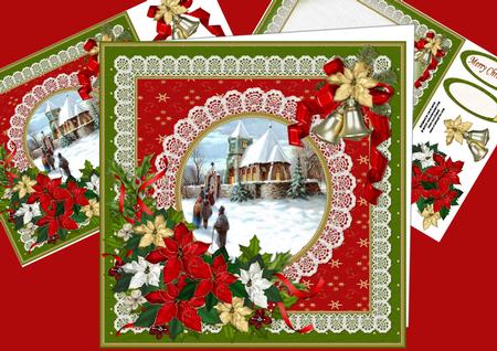 8x8 Red Green and Gold Vintage Christmas Mini Kit
