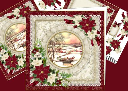 8x8 Cranberry and Ivory Vintage Christmas Mini Kit