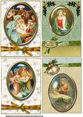 Selection If Four Vintage Nativity Medallion Toppers