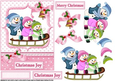 Snowman Sleigh Ride Pink