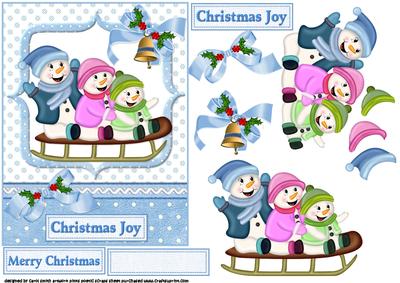 Snowman Sleigh Ride Blue