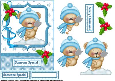 Teddy is Shoveling Snow for Christmas