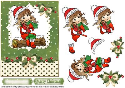 Girl with Kitten Christmas