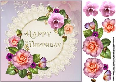 8x8 Happy Birthday with Camellias