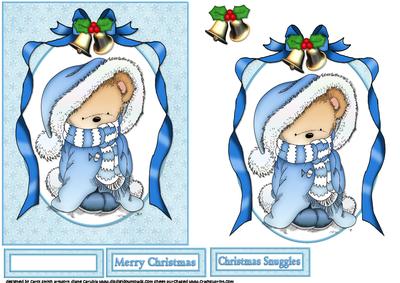 Snuggle Bear Christmas Blue Quick Card