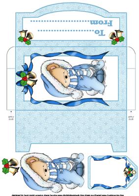 Christmas Snuggle Bear Blue Money Wallet