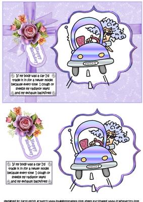 Stella and Her Old Car Quick Card