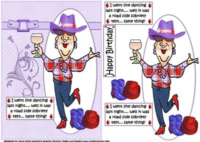 Edna Goes Line Dancing Quick Card