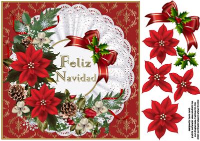 8x8 Feliz Navidad Christmas Flowers (spanish)