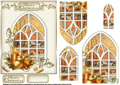 Deer by the River Through the Window Christmas Pyramid
