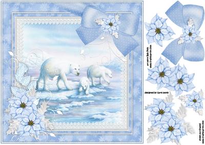 8x8 Iced Blue Polar Bears Christmas