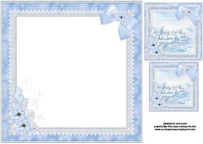 8x8 Iced Blue Polar Bears Christmas Insert Plate