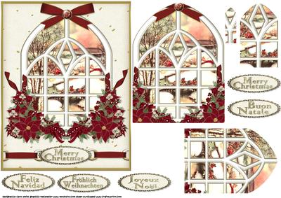 Christmas Snowy Scene Through the Window 5 Languages Pyramid