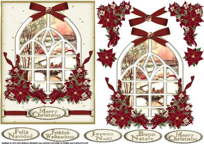 Christmas Snowy Scene Through the Window 5 Languages
