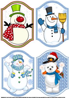Four Christmas Snowman Theamed Shaped Toppers