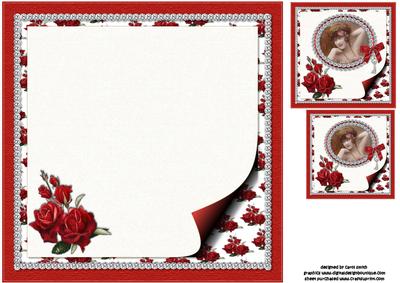8x8 Vintage Lady with Diamonds and Roses Insert Plate