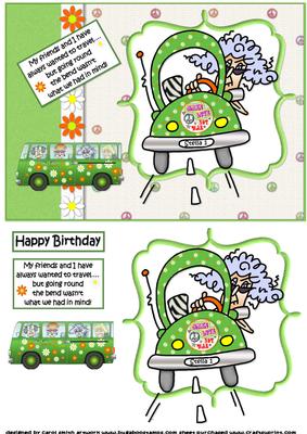 Stella and Friends Travel 60's Style Quick Card