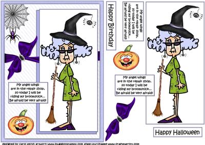 Stella Will Be Flying for Halloween/birthday Quick Card
