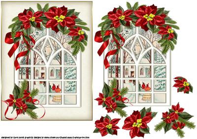 Vintage Christmas Church Through the Window