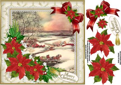 8x8 Vintage Christmas Scene Ivory