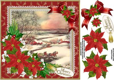 8x8 Vintage Christmas Scene