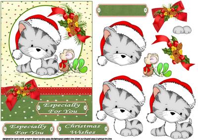 Christmas Kitty Kisses Green