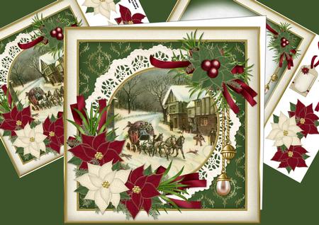 8x8 Vintage Christmas Stagecoach Ride Mini Kit