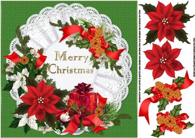 8x8 Christmas Flowers and Gift Green