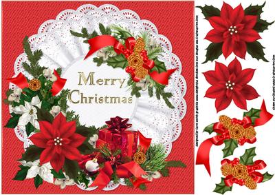 8x8 Christmas Flowers and Gift Red