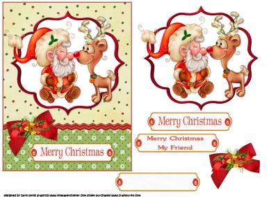 Santa and Rudolf Friends Quick Card