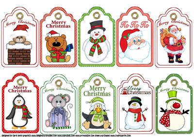 Set of Ten Children's Christmas Tags