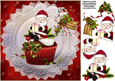 8x8 Santa Has a Cupcake for You