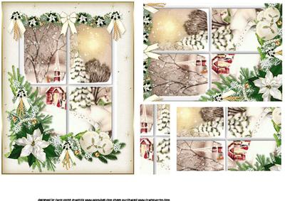 Vintage Christmas Through the Snowy Window Pyramid
