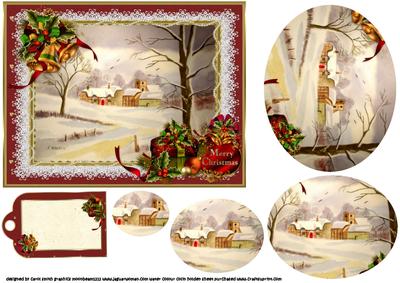 Framed Christmas Scene 5x7 Pyramid