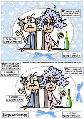 Stella and Gus Anniversary Wine Quick Card