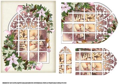 Pink Christmas Through the Window Pyramid