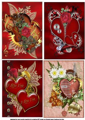 Selection of Four Steampunk Valentine Toppers