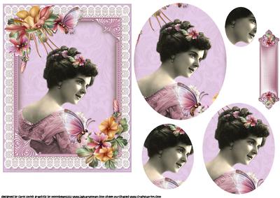 Vintage Lady with Flowers Pyramid
