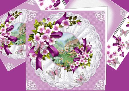 8x8 Flowers on Triple Frill Mat + Cottage Scene Mini Kit